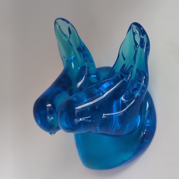 Large Leo Ward 1991 Signed Double Bluebird Blue Birds Happiness Glass Figurine - Picture 4 of 16